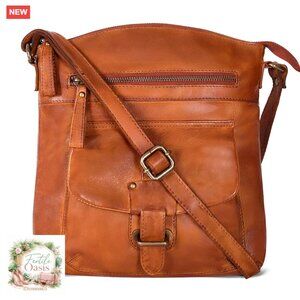 Leather Crossbody Bag Adjustable Strap Medium Size Crossover Shoulder Handbag
